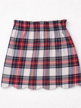Lauren James Plaid Scallop-Hem Mini Skirt in Red, Navy and White
